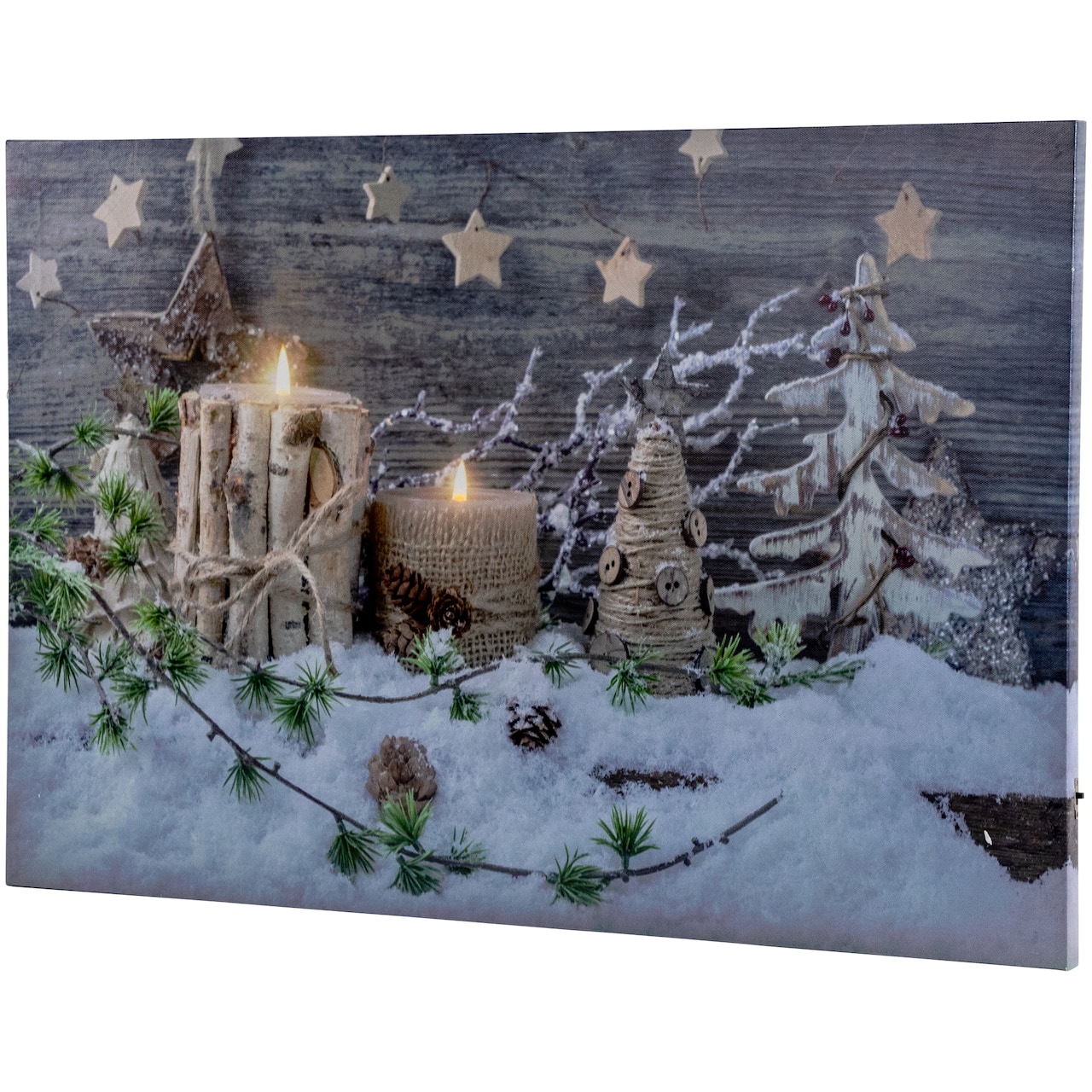 LED Lighted Country Rustic Winter Christmas Canvas Wall Art